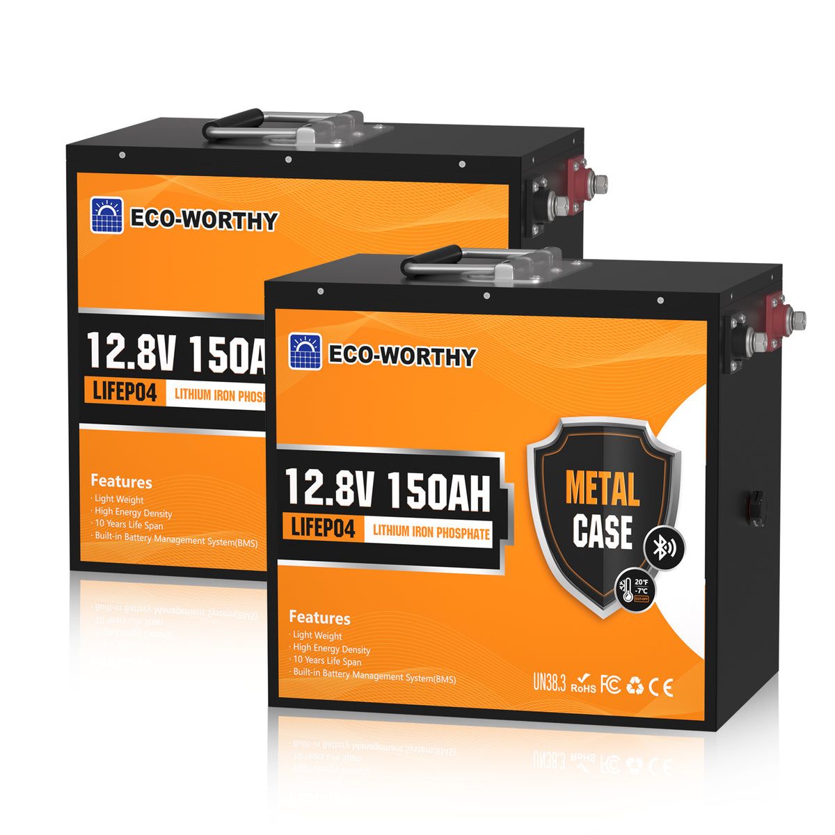 ECO-WORTHY 12V 150Ah LiFePO4 Lithium Batterie—Bluetooth und Untertemperaturschutz