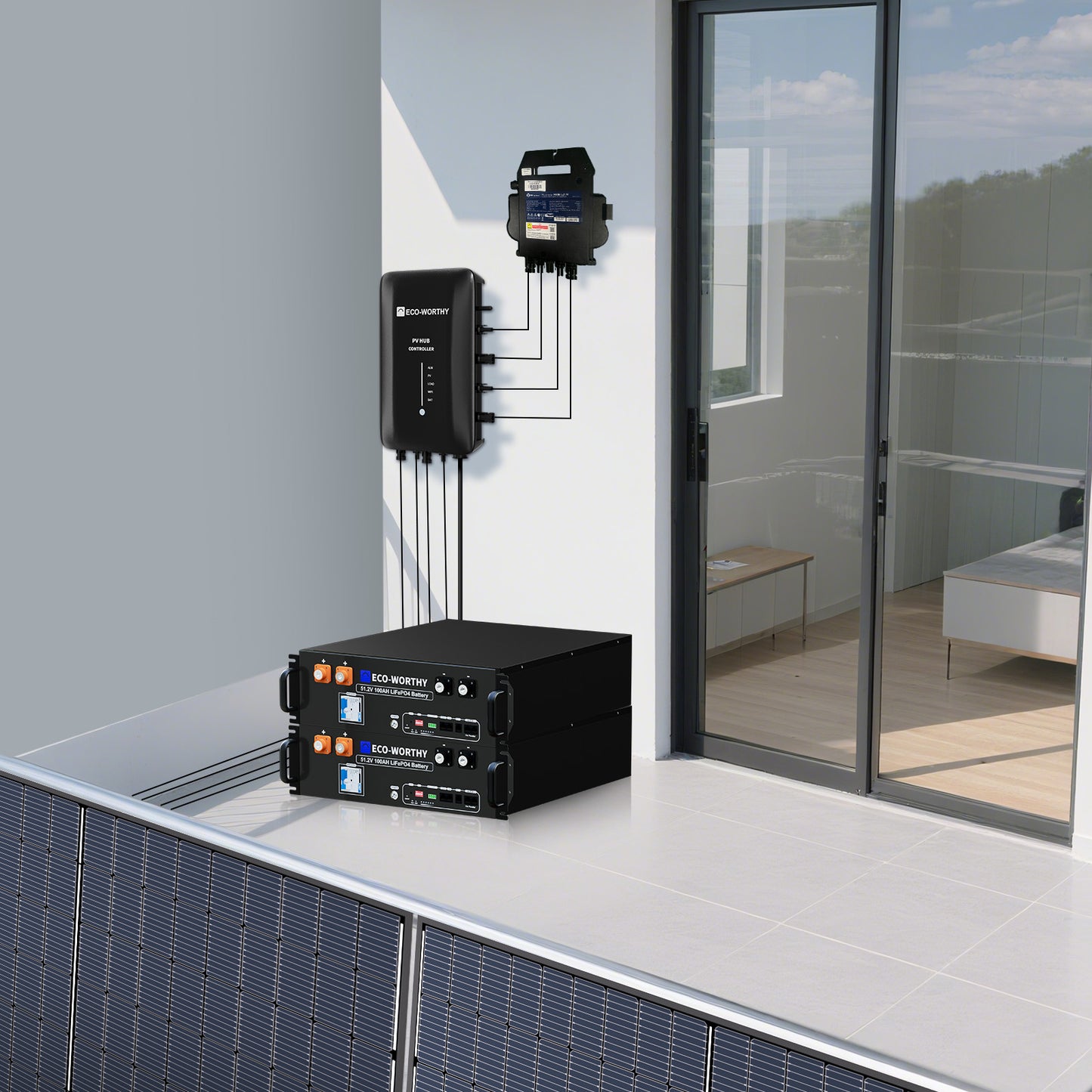 1720W Balkonkraftwerk mit 48V 100Ah LiFePO4 Batterie und Hub 800W Stromspeicher