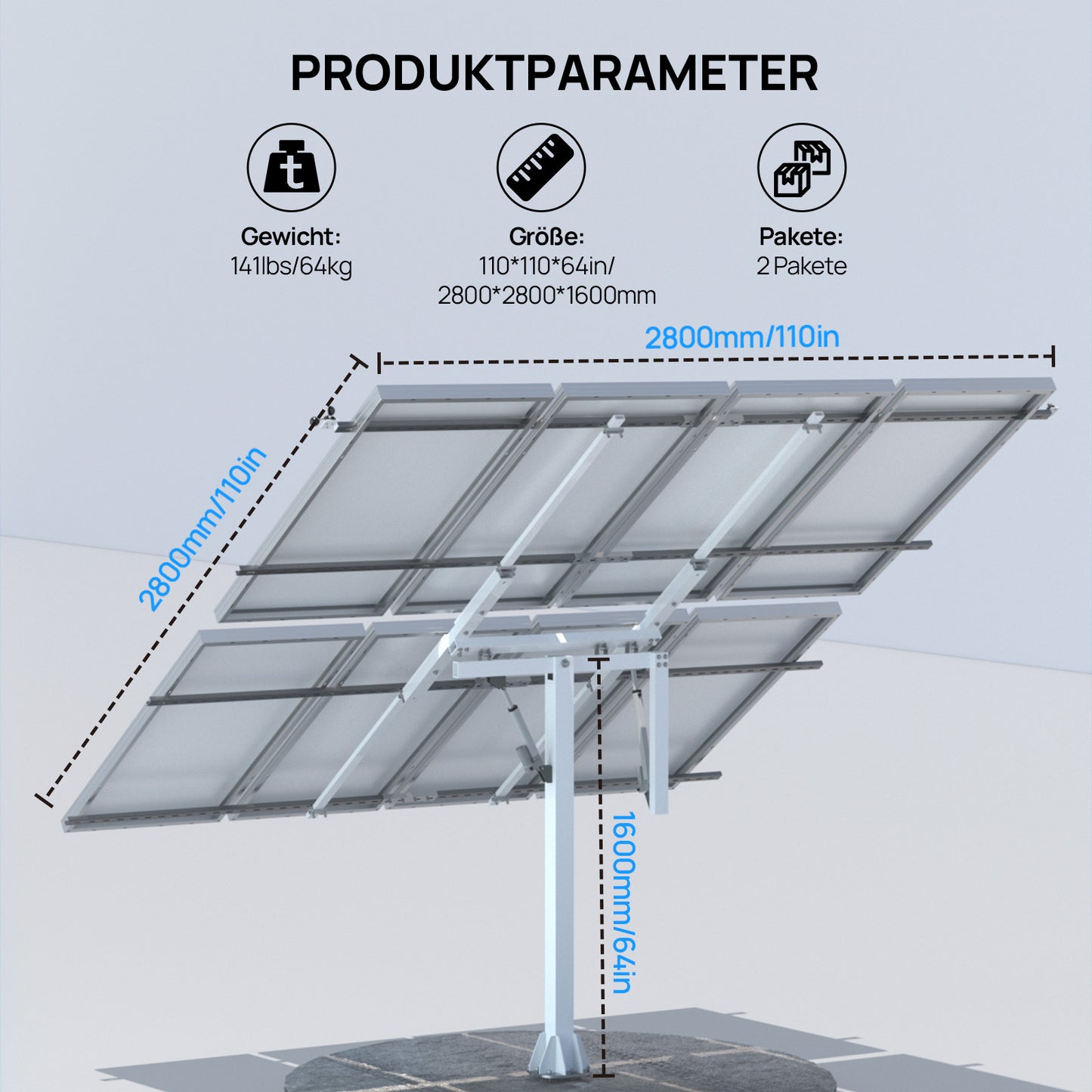 Dual Axis Solar Tracking System (Erweiterte Version, +40 % Effizienz) mit Tracking Controller-6