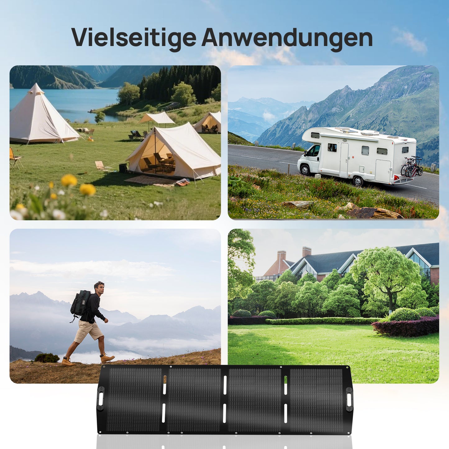 ECO-WORTHY 200Wp 12V Faltbares Solartasche Pro für Camping, RV
