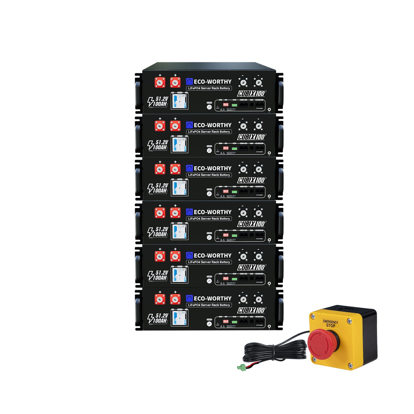 Eco-Worthy Cubix 100 48V 100Ah Server Rack Batterie—Bluetooth und WLAN—IEC 62619—10 Jahre Garantie
