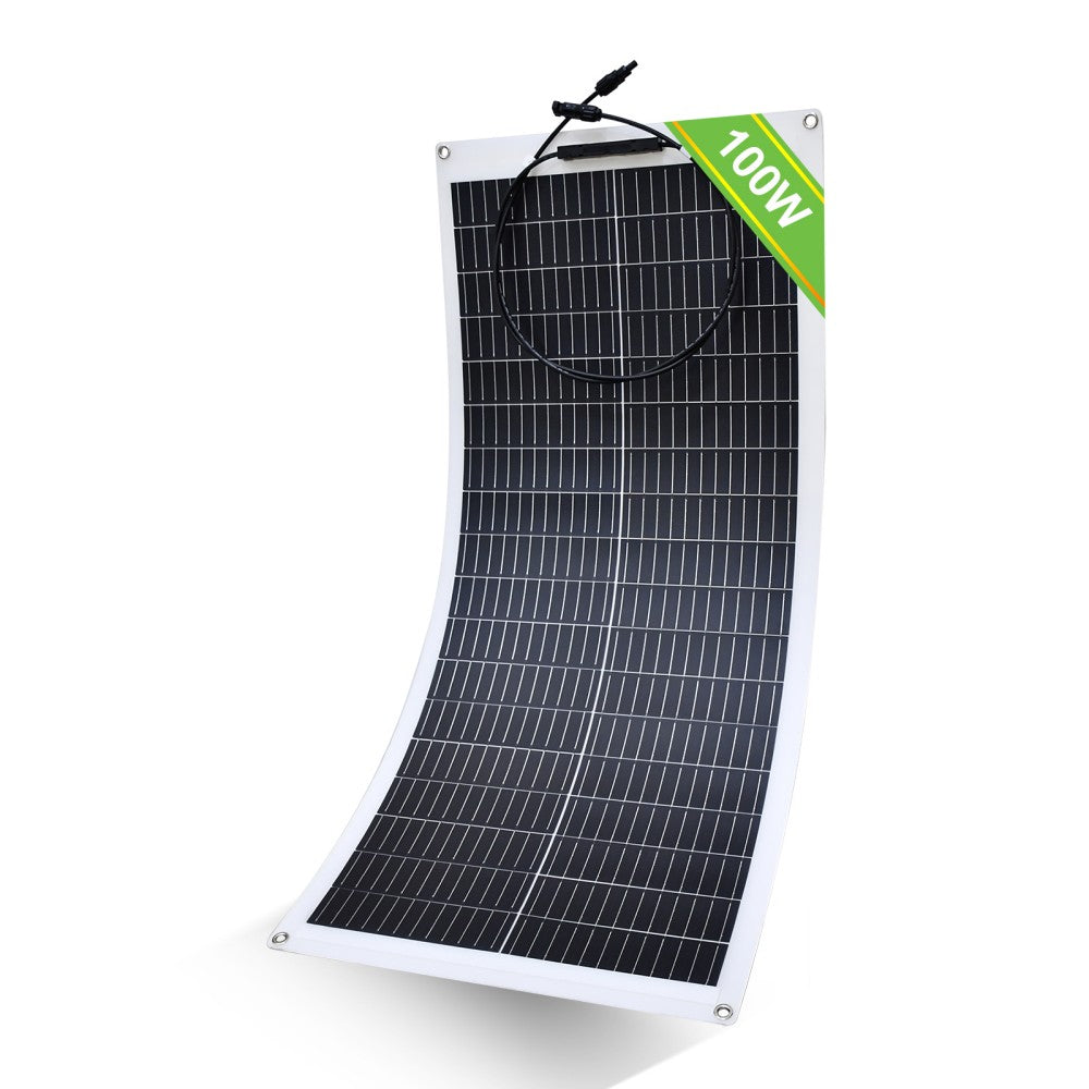 Flexibles 100Wp monokristallines Solarmodul mit Kabelanschlüssen für mobile Energie.
