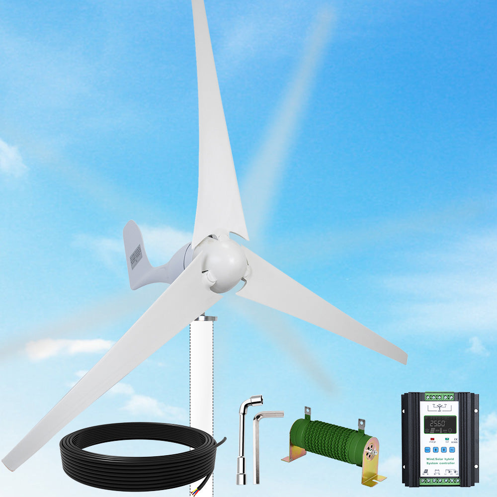 Hybrid Wind Solaranlage 1120Wp 24V (Wind 400Wp+PV 6x120Wp) mit 2,4kWh  Lithium Speicher+3000W Wechselrichter