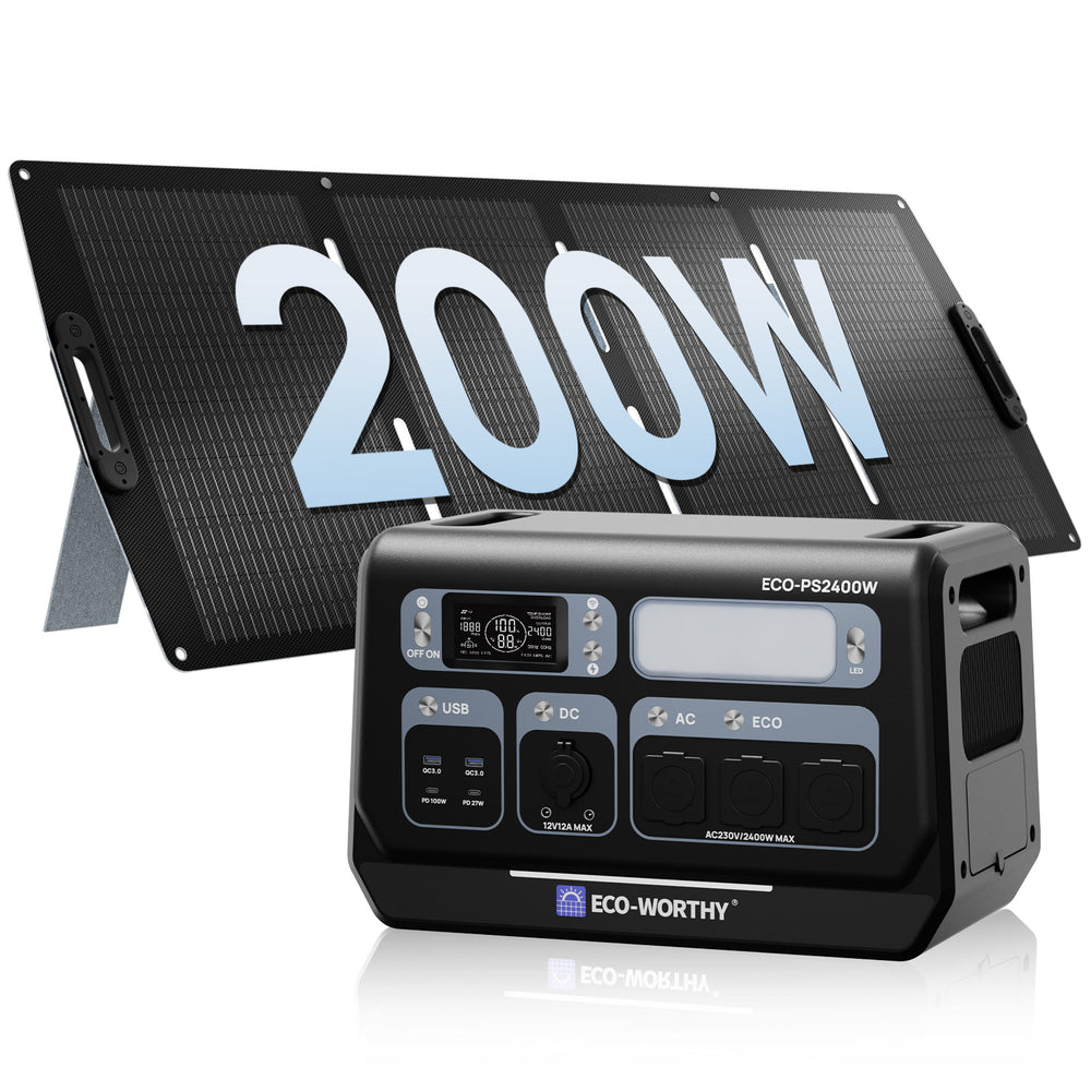 ECO-WORTHY Tragbare 2400W Powerstation mit 2048Wh Lithium-Batterie I WLAN und Bluetooth I Notstromversorgung