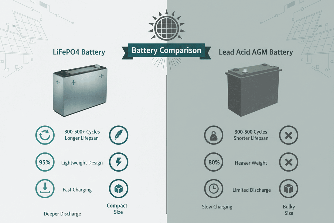 BATTERY COMPARISON! Why lithium/LiFePo4 battery beats Lead Acid/AGM battery? - ECO-WORTHY