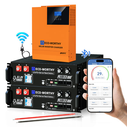 Eco-Worthy Heimspeicher Bündel—48V 100AH Lithium Batterie und 48V 5000W All-in-One-Wechselrichter