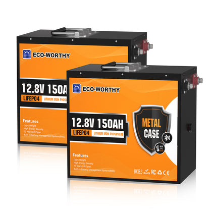 Eco-Worthy EnergyRock-Serie 12V 150Ah LiFePO4 Lithium Batterie—Bluetooth und Untertemperaturschutz