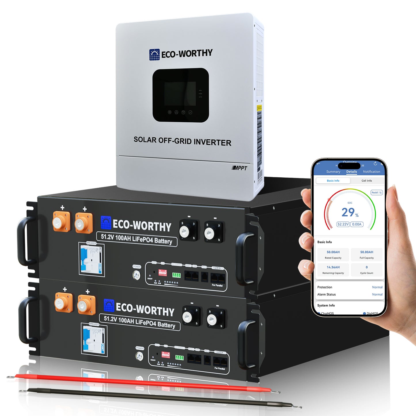 ECO-WORTHY Heimspeicher Bündel—48V 100AH Lithium Batterie und 48V 5000W All-in-One-Wechselrichter
