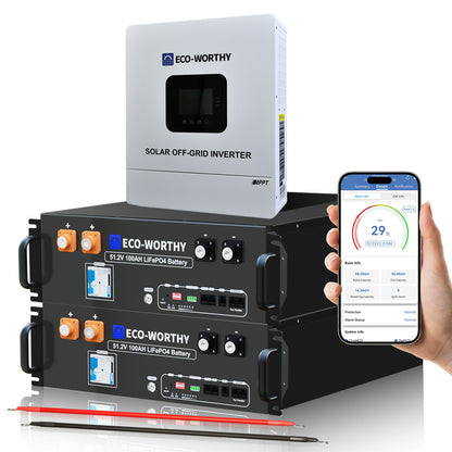 ECO-WORTHY Heimspeicher Bündel—48V 100AH Lithium Batterie und 48V 5000W All-in-One-Wechselrichter
