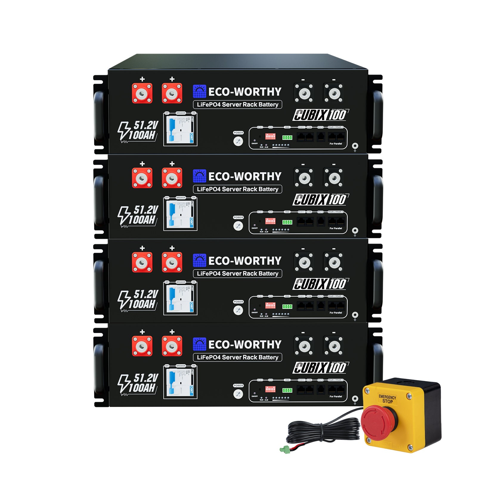 Eco-Worthy Cubix 100 48V 100Ah Server Rack Batterie—Bluetooth und WLAN—IEC 62619—10 Jahre Garantie