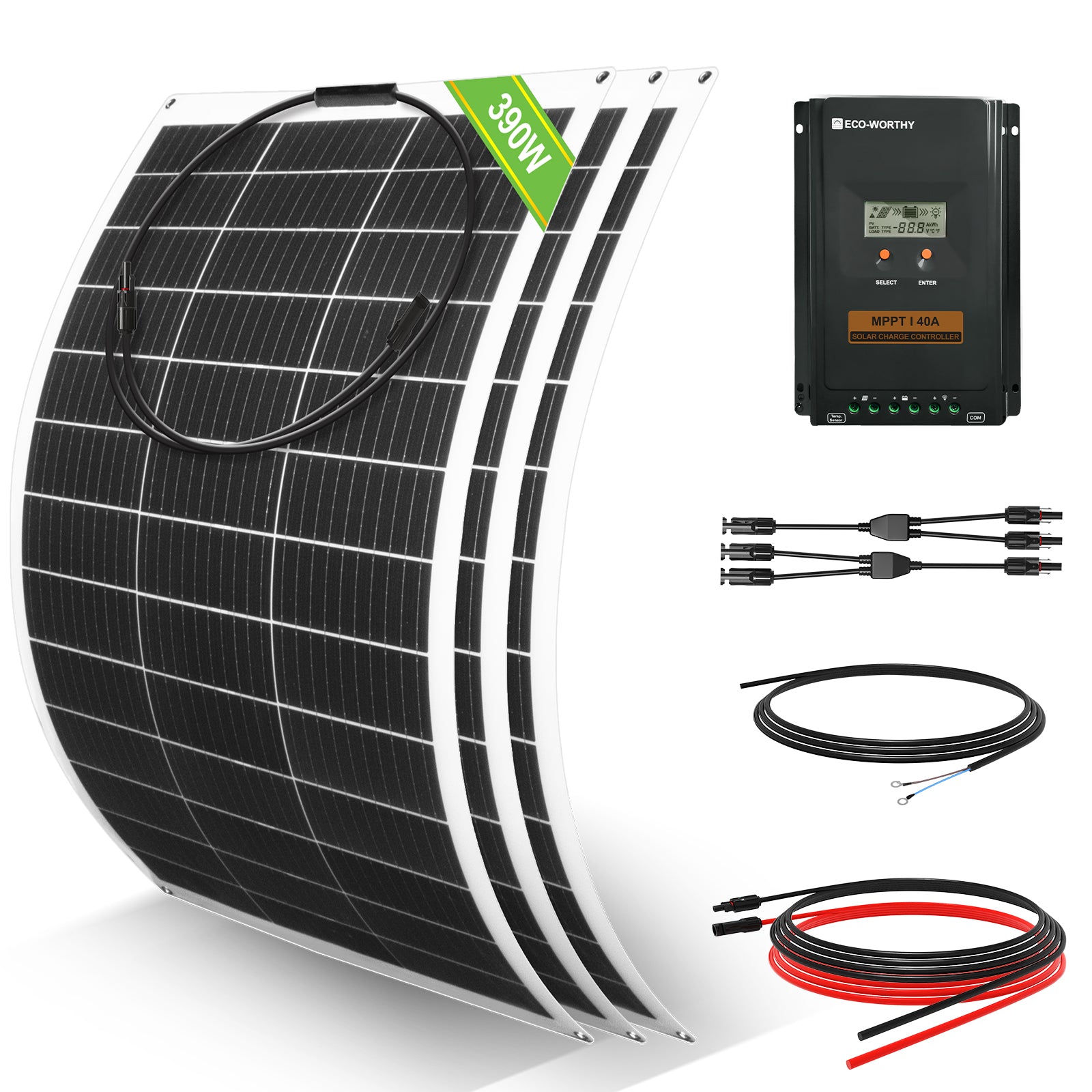 Wohnmobile 130Wp 260Wp 390Wp 520Wp 12V Basispaket Solaranlage mit 130Wp Semi-Flexibles Solarmodul