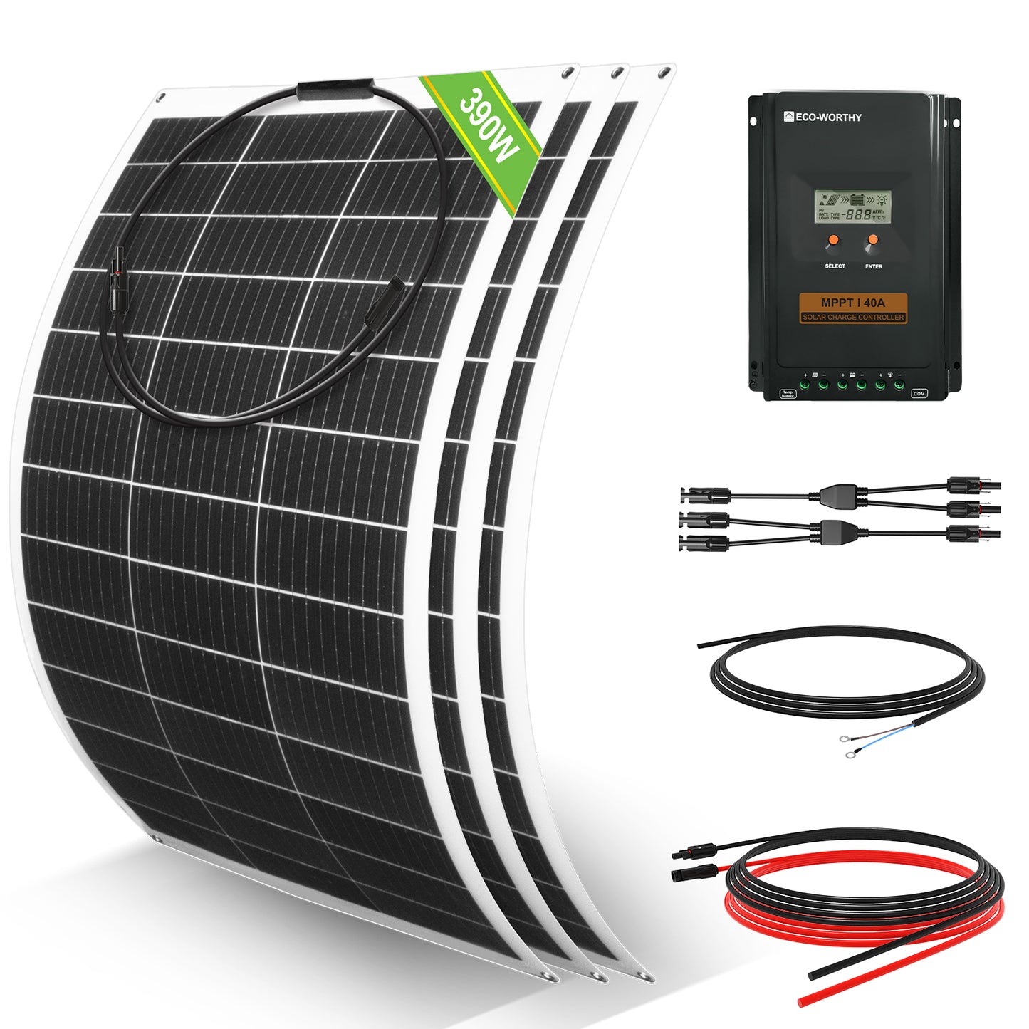 Wohnmobile 130Wp 260Wp 390Wp 520Wp 12V Basispaket Solaranlage mit 130Wp Semi-Flexibles Solarmodul