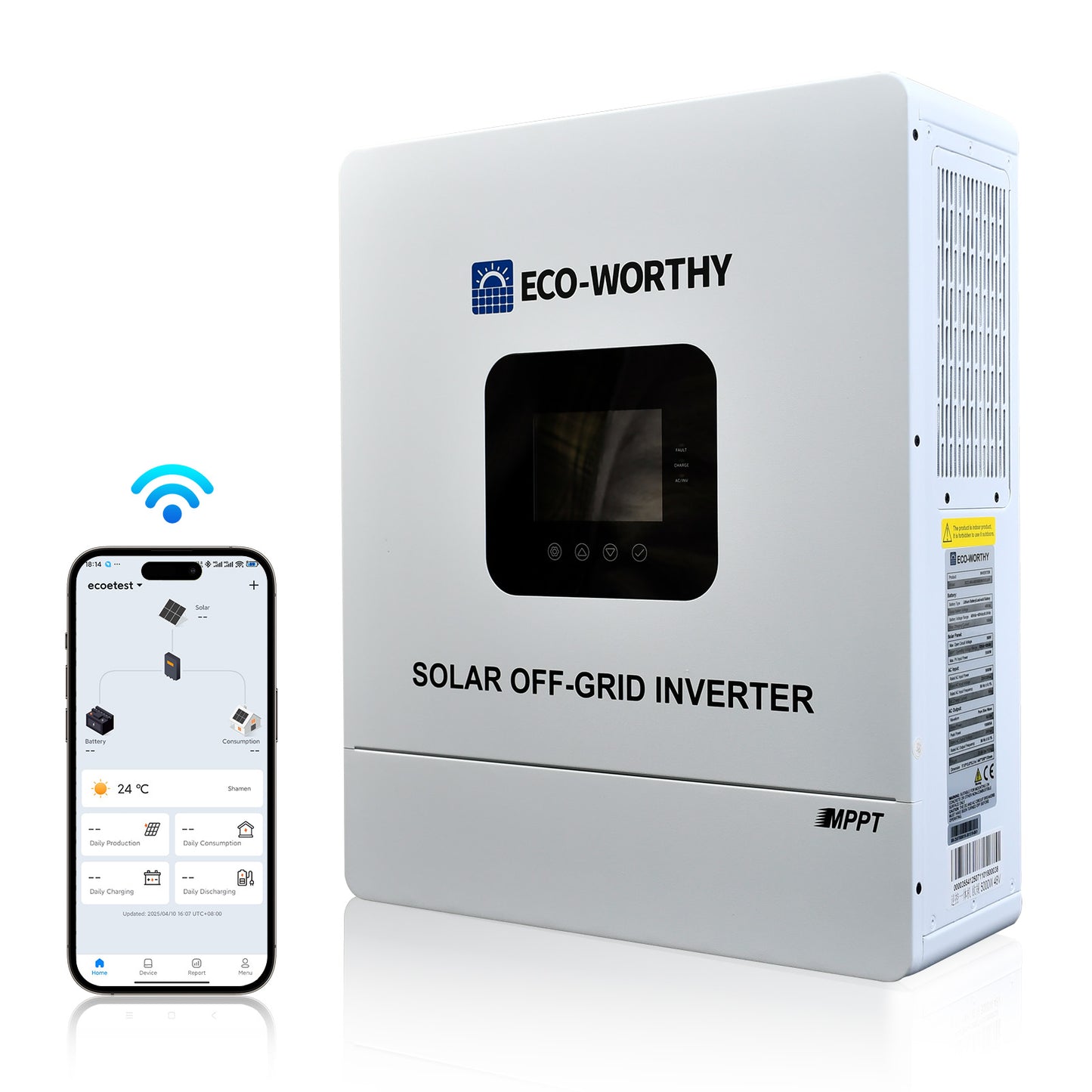 Eco-Worthy 48V 5000W Netzunabhängiger Solar-Wechselrichter—48V DC zu 230V AC—4400W@500V PV Eingang