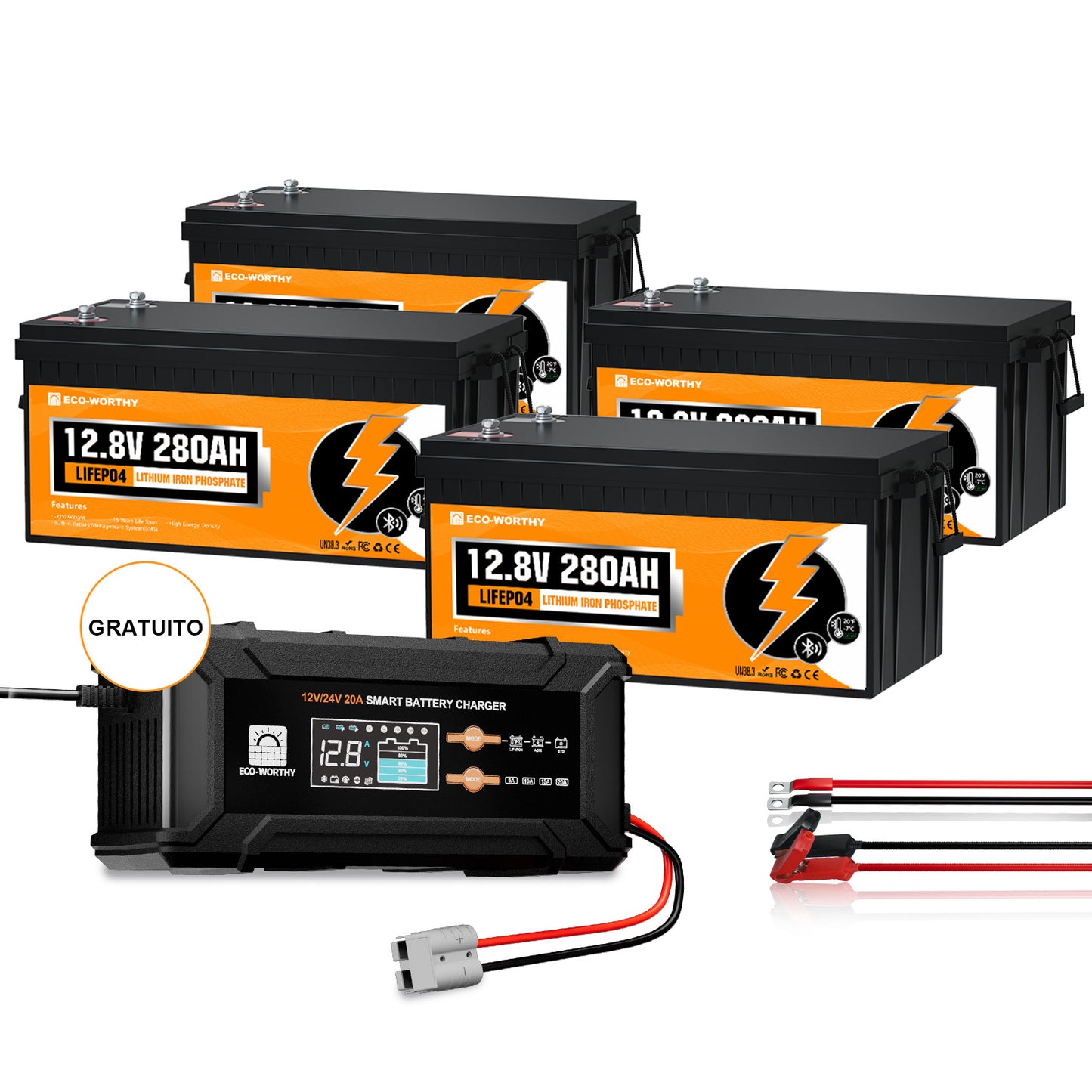 12V 280Ah LiFePO4 Lithium Batterie mit Bluetooth und Untertemperaturschutz
