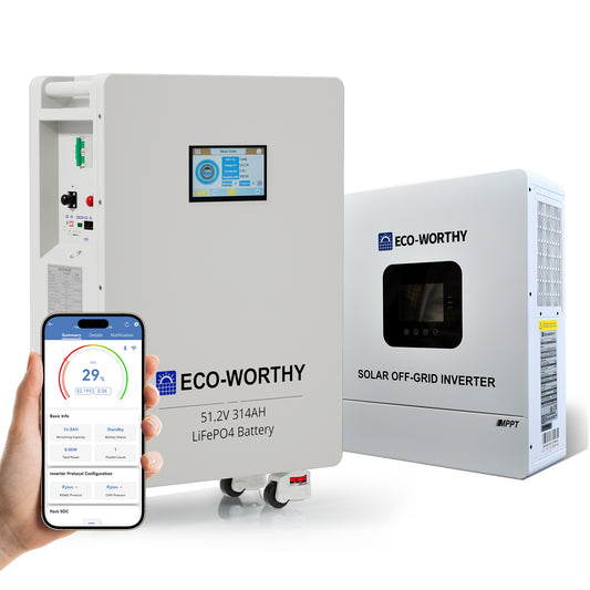 ECO-WORTHY Heimspeicher Bündel—48V 314AH Lithium Batterie und 48V 5000W All-in-One-Wechselrichter