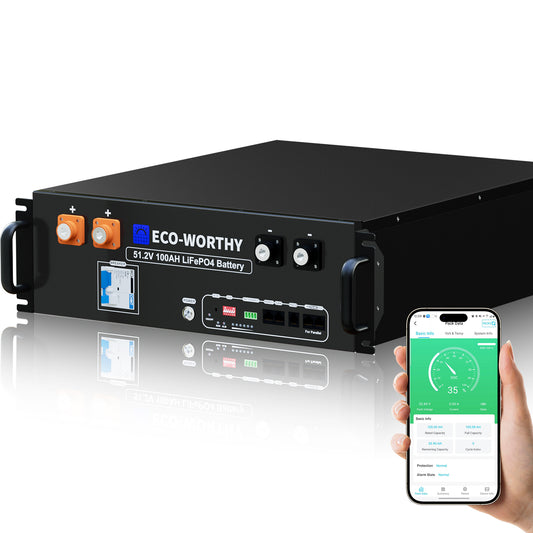 ECO-WORTHY 48V (51,2V) 100Ah Server-Rack-Batterie mit Bluetooth und WLAN Version 3