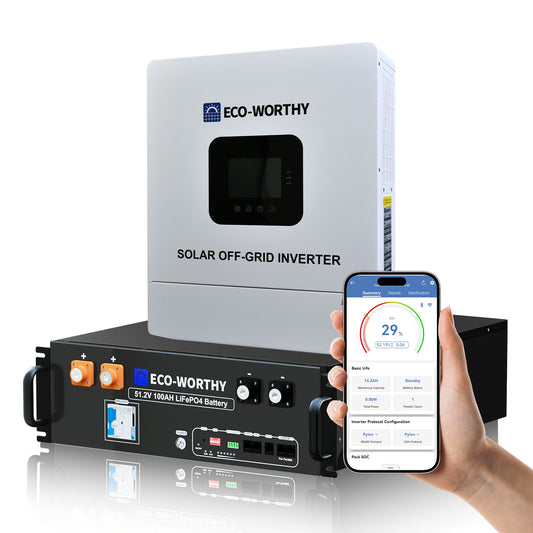 ECO-WORTHY Heimspeicher Bündel—48V 100AH Lithium Batterie und 48V 5000W All-in-One-Wechselrichter