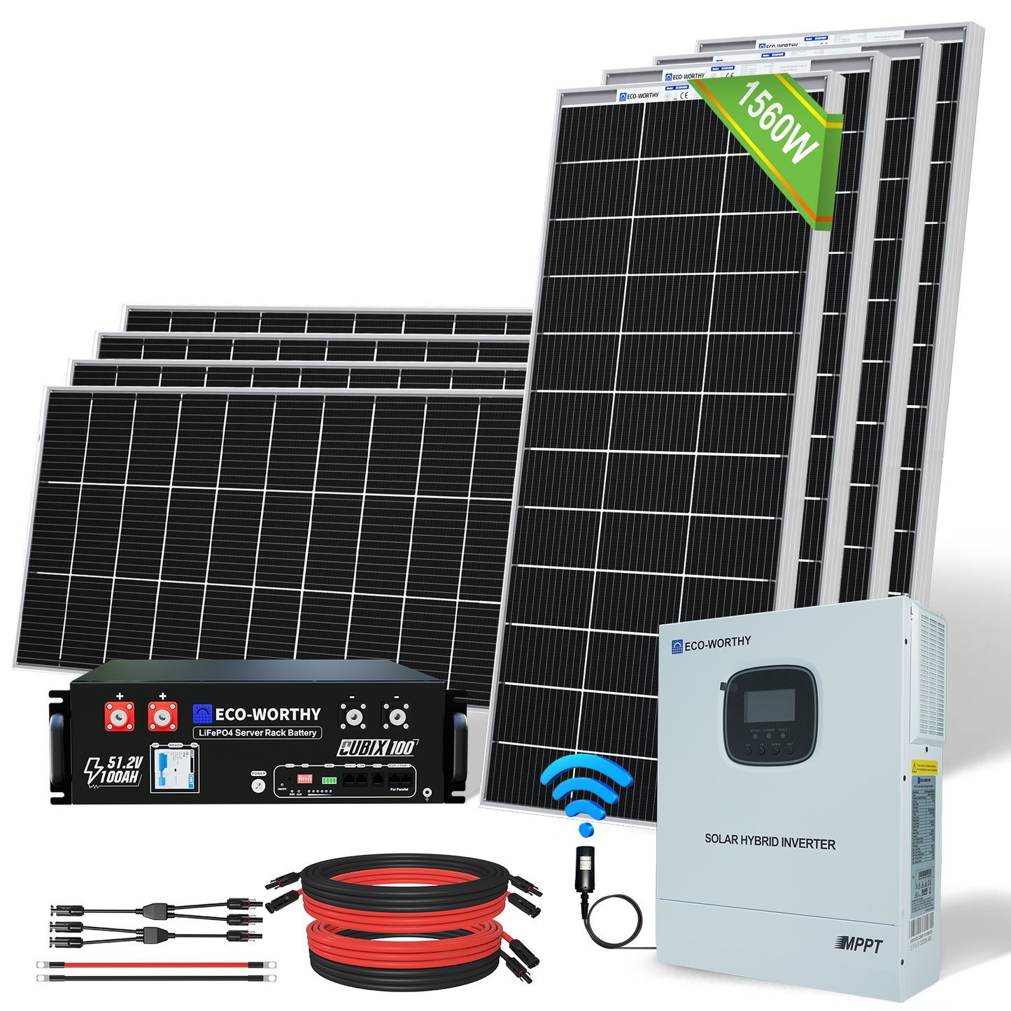 1560W 48V (8 x Bifazial 195W), Komplettes MPPT-Off-Grid-Solar-Kit