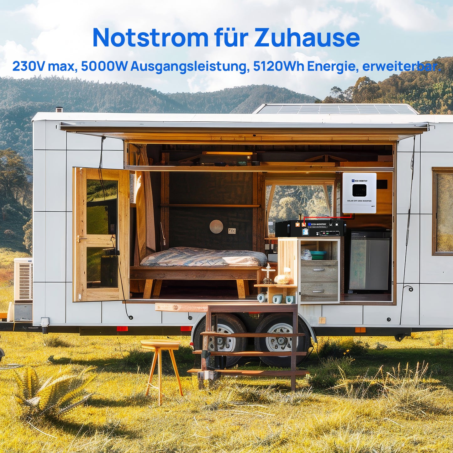 ECO-WORTHY Heimspeicher Bündel—48V 100AH Lithium Batterie und 48V 5000W All-in-One-Wechselrichter