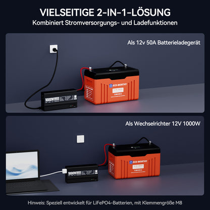 ECO-WORTHY 1000W 12Vdc-220Vac Wechselrichter-Ladegerät