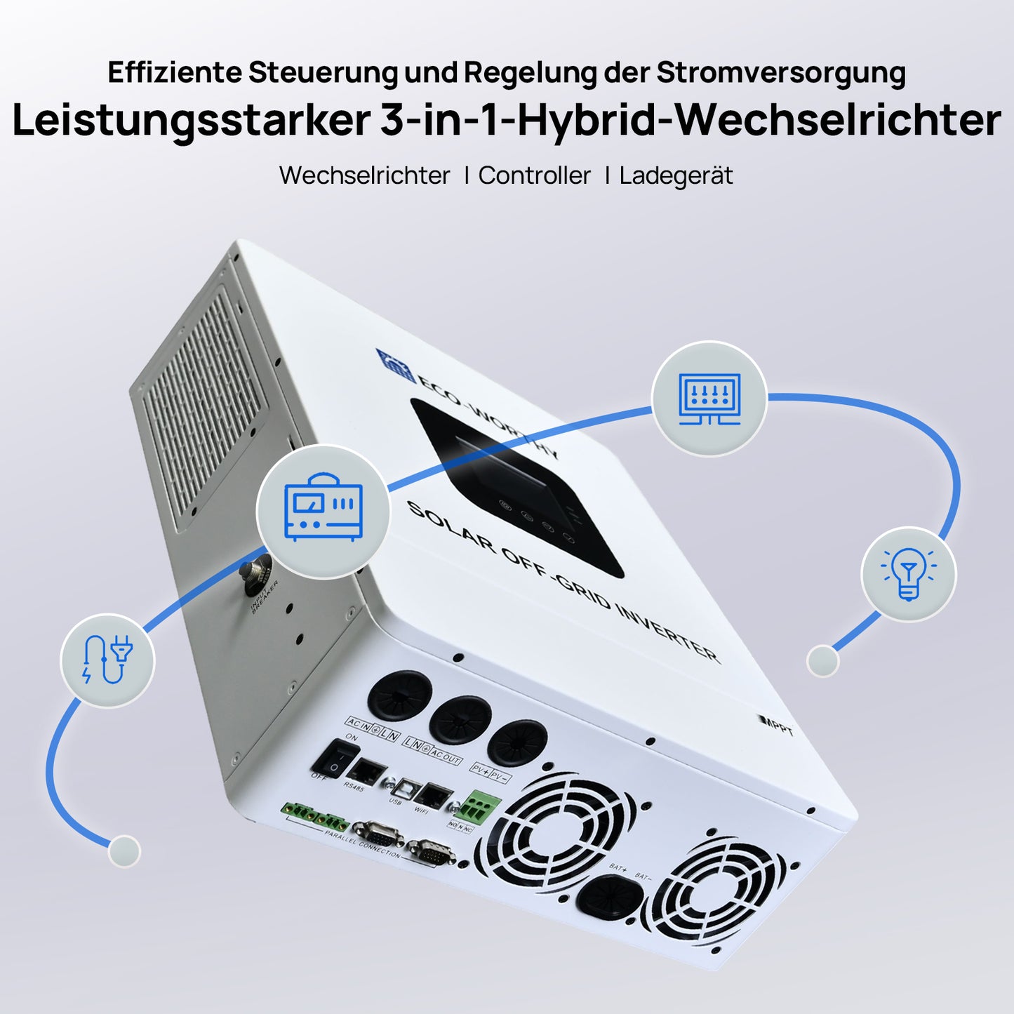 ECO-WORTHY Heimspeicher Bündel—48V 314AH Lithium Batterie und 48V 5000W All-in-One-Wechselrichter