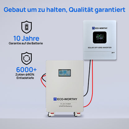 ECO-WORTHY Heimspeicher Bündel—48V 314AH Lithium Batterie und 48V 5000W All-in-One-Wechselrichter