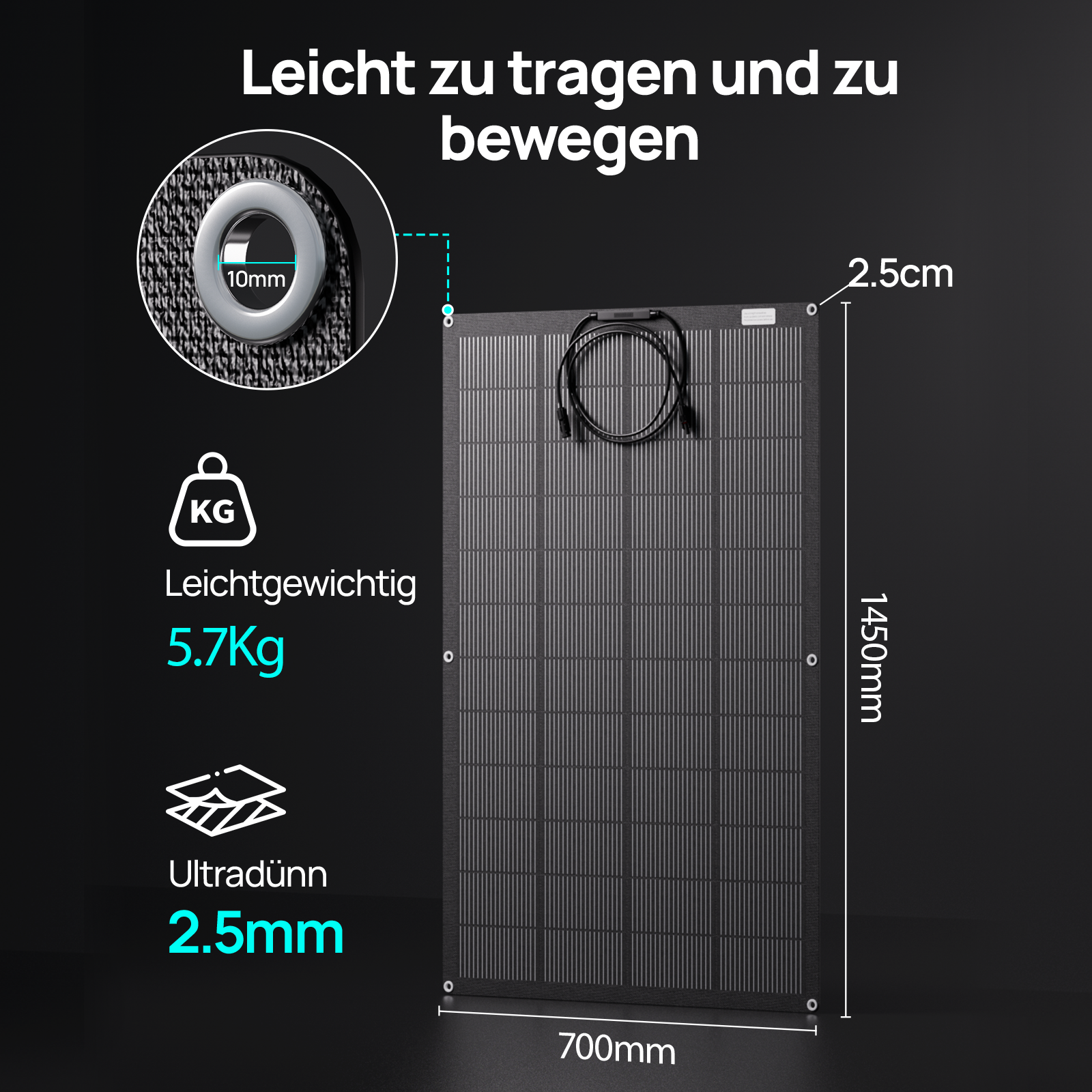 ECO-WORTHY 200Wp Flexibles Solarmodul Monokristallin