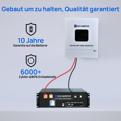 ECO-WORTHY Heimspeicher Bündel—48V 100AH Lithium Batterie und 48V 5000W All-in-One-Wechselrichter