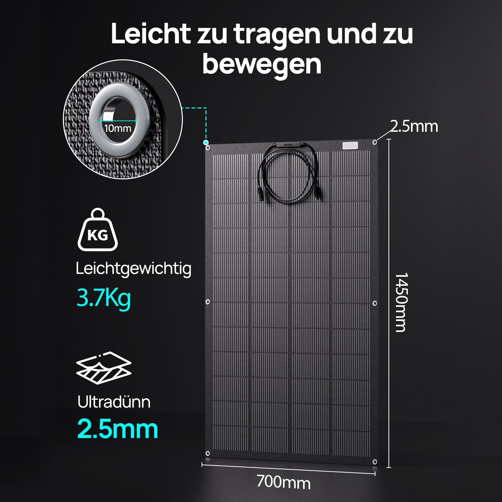 ECO-WORTHY 200Wp Flexibles Solarmodul Monokristallin
