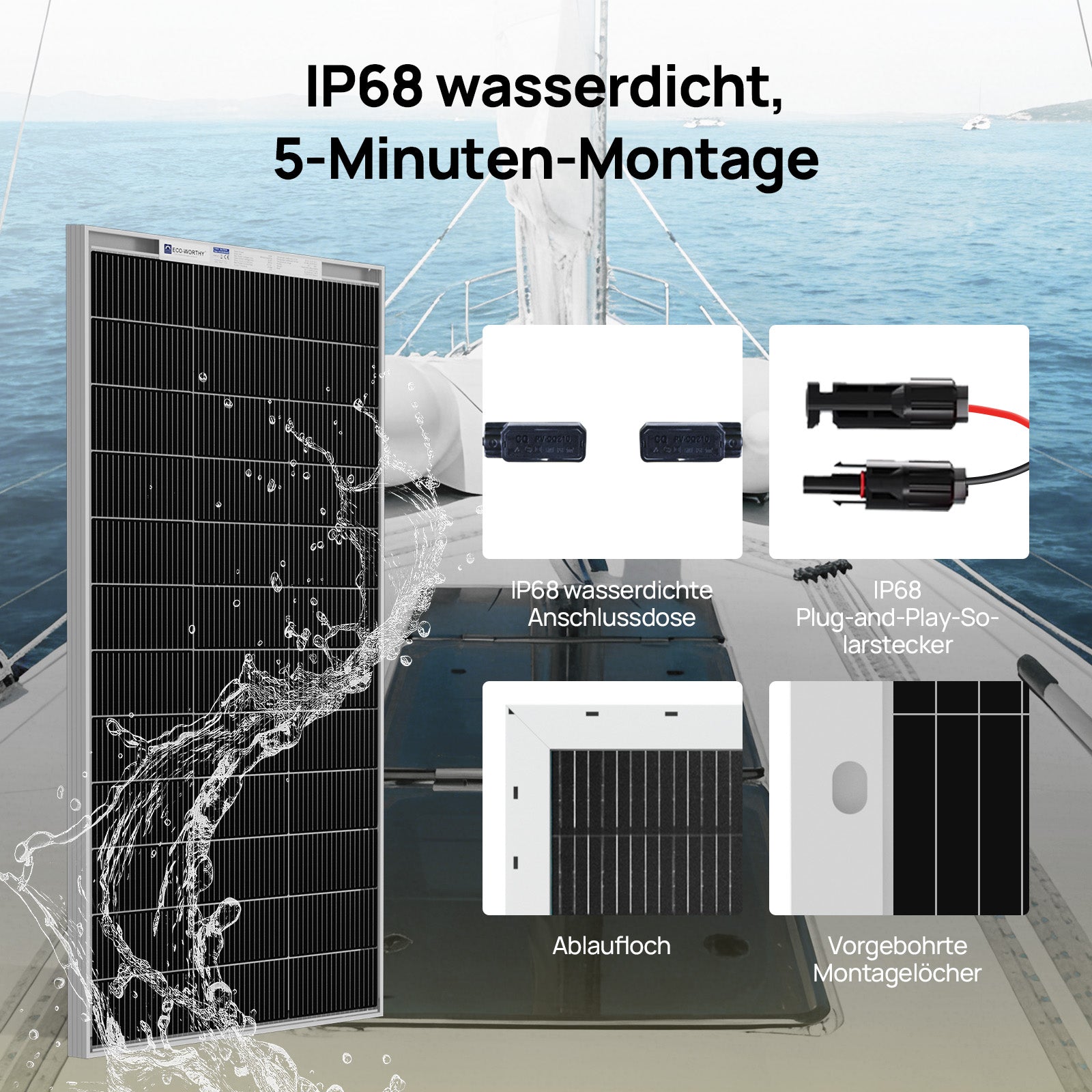 ECO-WORTHY 195Wp 12V Bifaziale Solarmodul Monokristallin