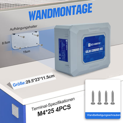 ECO-WORTHY PV-Kombinationskasten 15A – Für 12V/24V/48V Solaranlagen, IP65, mit Überspannungsschutz