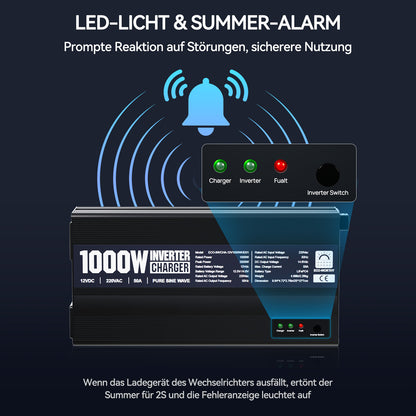 ECO-WORTHY 1000W 12Vdc-220Vac Wechselrichter-Ladegerät