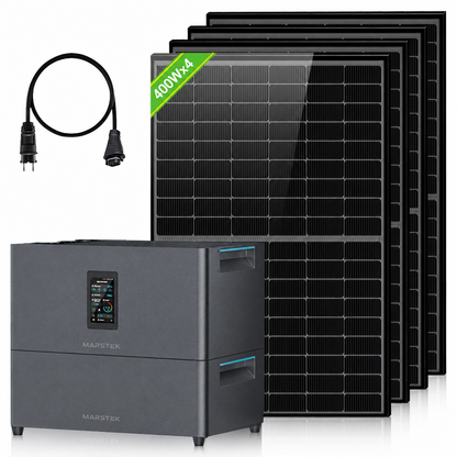 ECO-WORTHY Balkonkraftwerk mit Speicher | Marstek Jupiter C+ Energiespeicher, 4 x 400W Solarmodule, 4 MPPTs (PV max. 2400 W) | Plug-&-Play