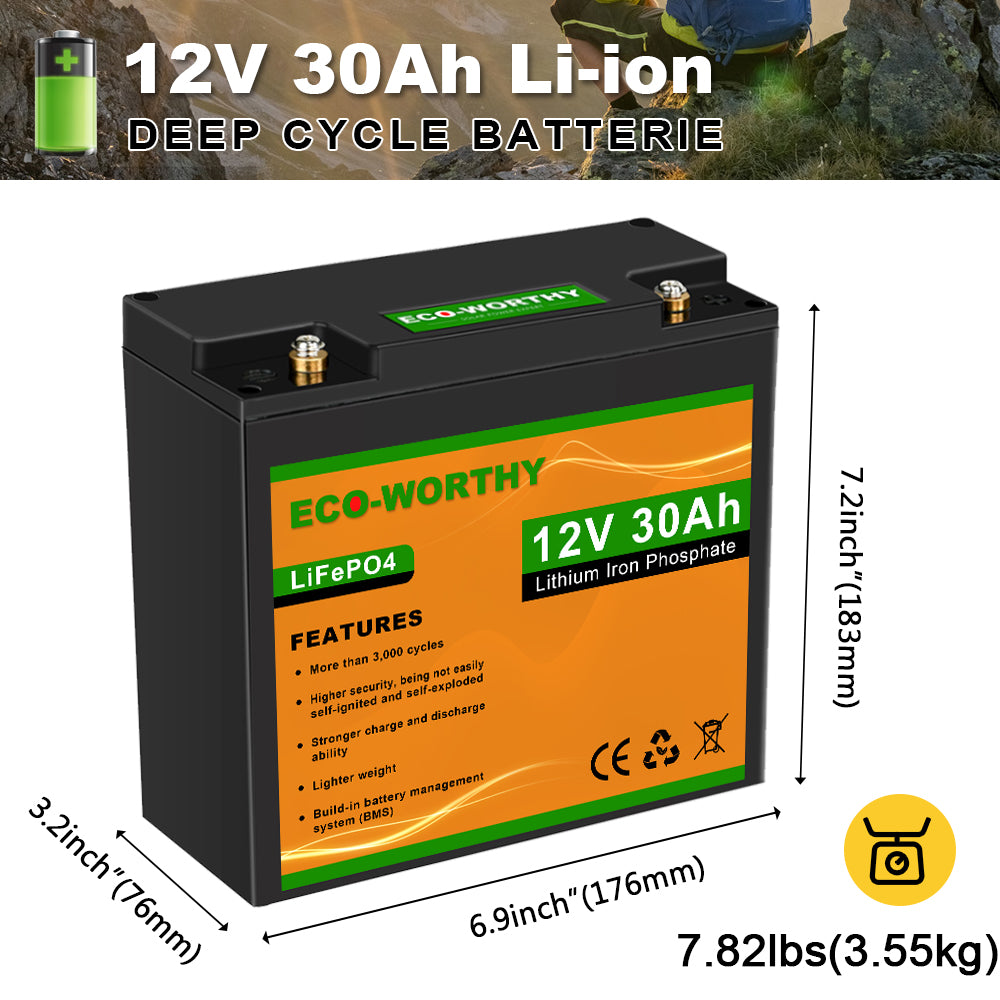 12V 30Ah LiFePO4 Lithium Batterie