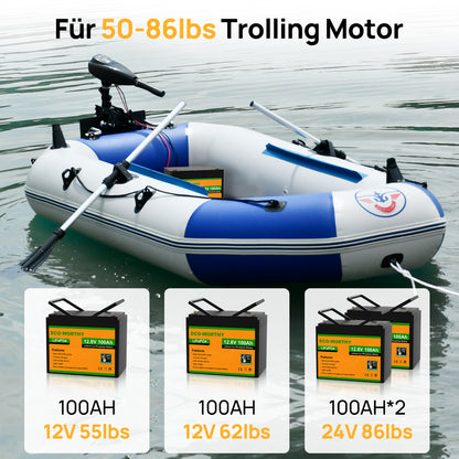 ECO-WORTHY 12V 100Ah LiFePO4 Lithium Batterie mit Untertemperaturschutz—Generalüberholt – Originalverpackung