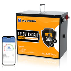 ECO-WORTHY 12V 150Ah LiFePO4 Lithium Batterie—Bluetooth und Untertemperaturschutz