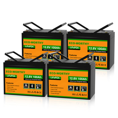 Eco-Worthy 12V 100Ah LiFePO4 Lithium batterie mit Bluetooth und Untertemperaturschutz