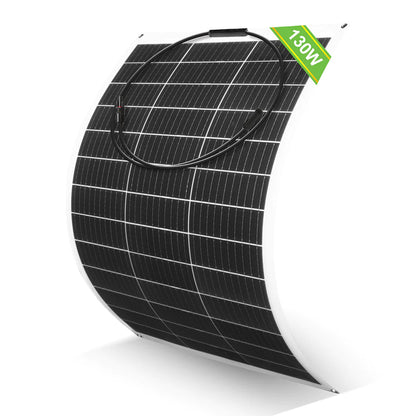 Zwei 130Wp flexible Solarmodule auf Zaun, passend für alle Oberflächen und Dächer.