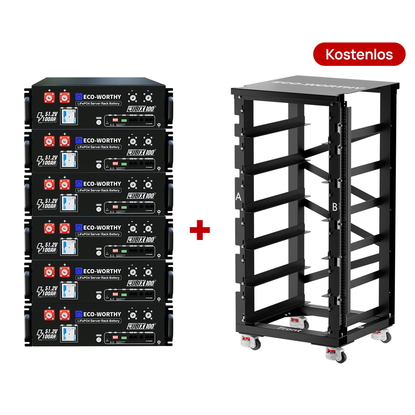 Eco-Worthy Cubix 100 48V 100Ah Server Rack Batterie—Bluetooth und WLAN—IEC 62619—10 Jahre Garantie