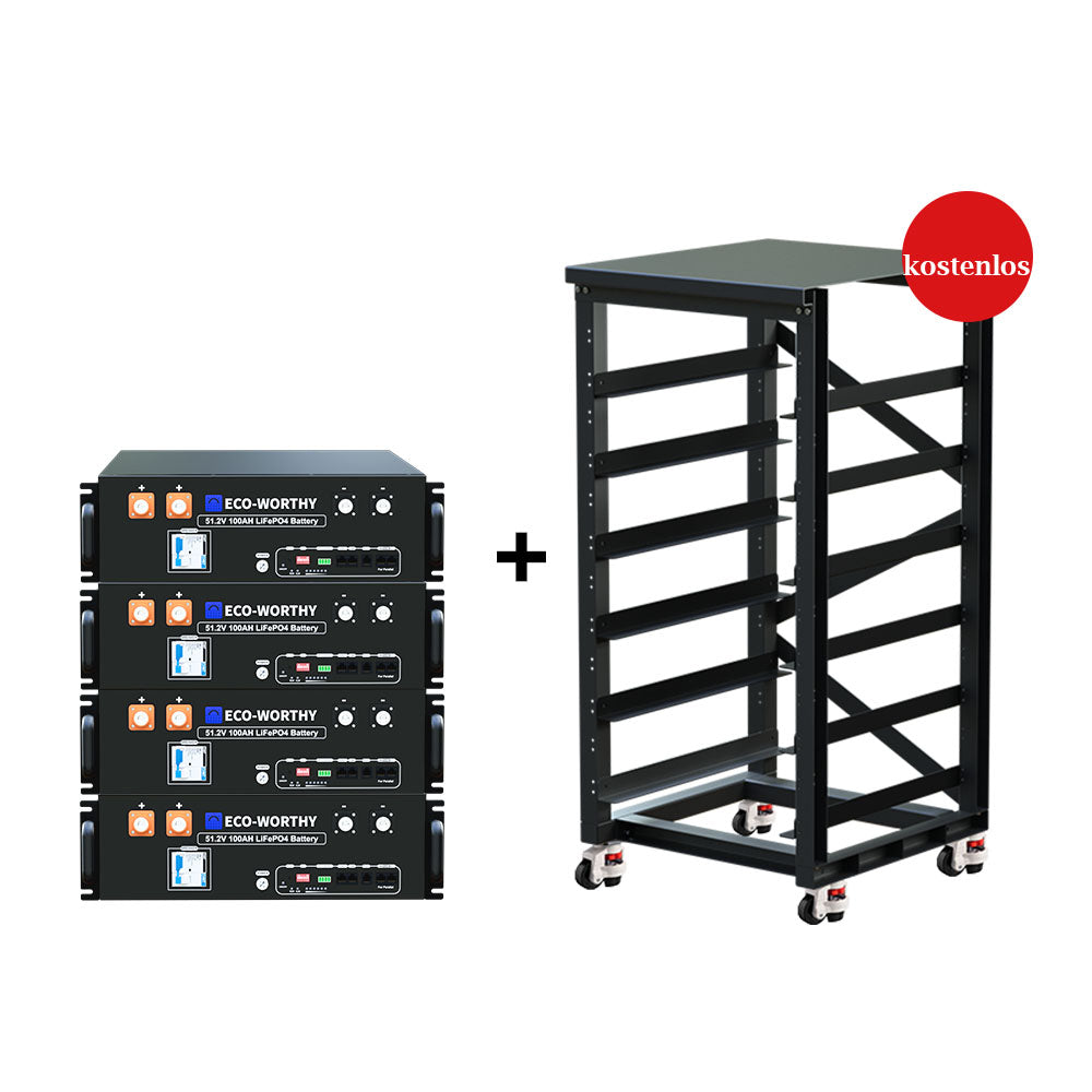 ECO-WORTHY 48V (51,2V) 100Ah Server-Rack-Batterie | IEC 62619-Zertifizierung | Bluetooth und WLAN