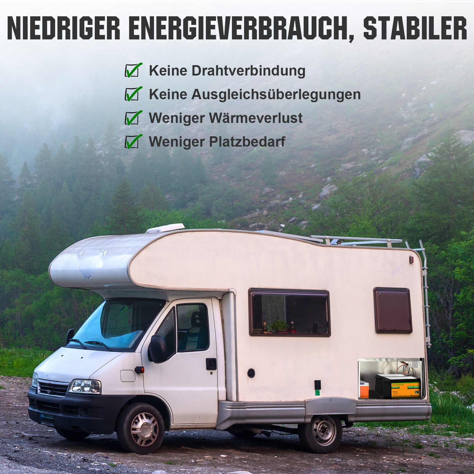 24V 100Ah LiFePO4 Lithium Batterie mit Untertemperaturschutz