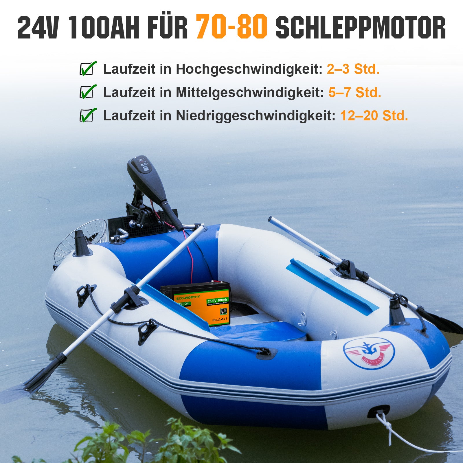 24V 100Ah LiFePO4 Lithium Batterie mit Untertemperaturschutz