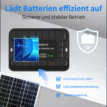 25Wp 12V Solarmodul Monokristallin Erhaltungsladegerät Kit