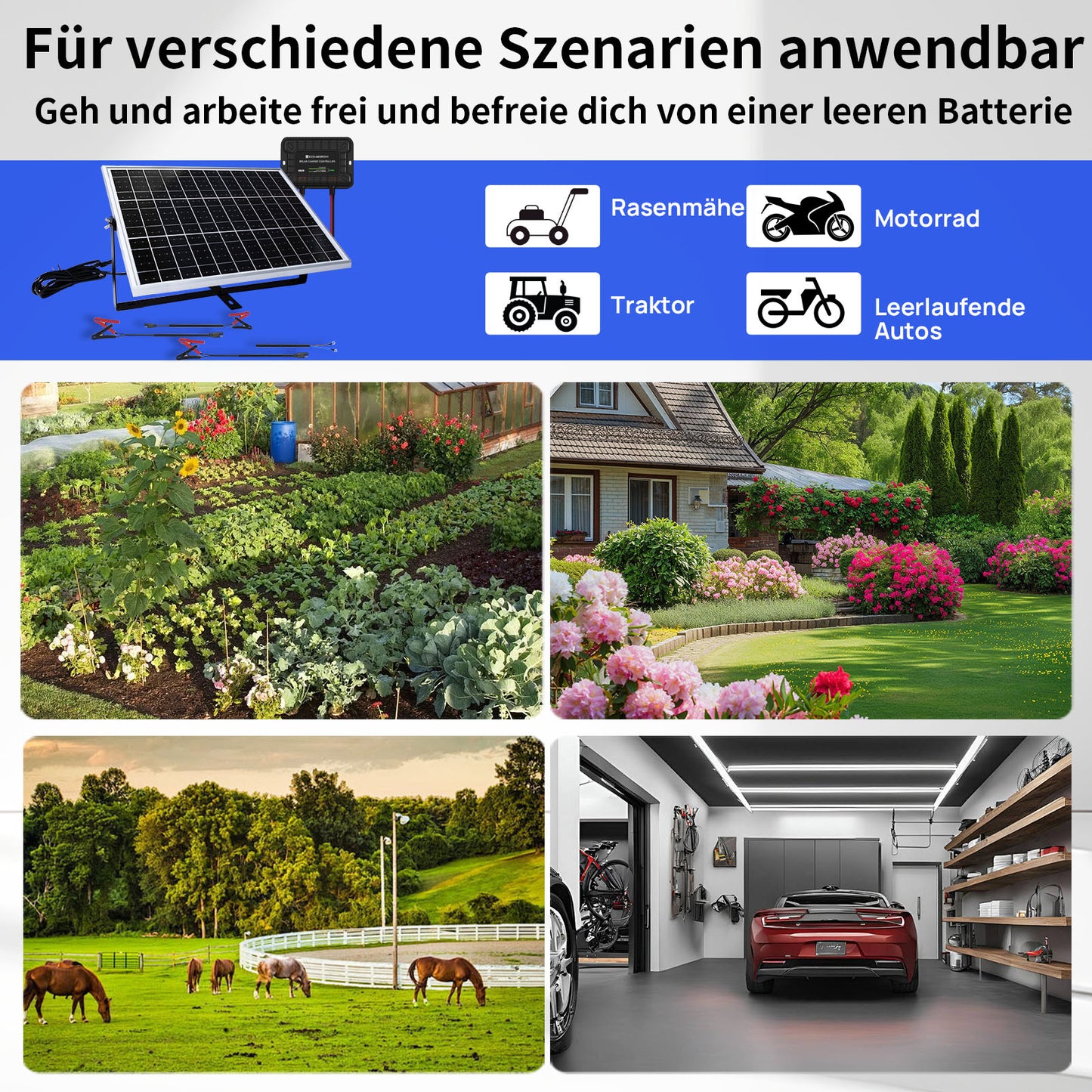 25Wp 12V Solarmodul Monokristallin Erhaltungsladegerät Kit