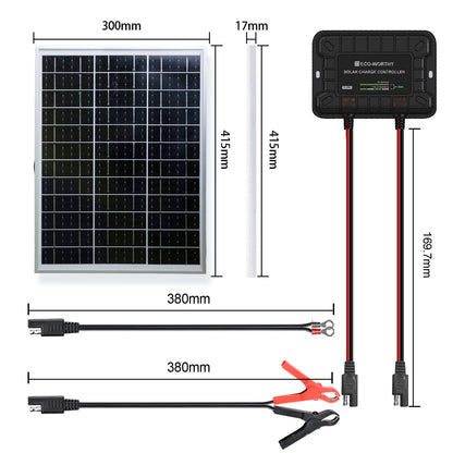 25Wp 12V Solarmodul Monokristallin Erhaltungsladegerät Kit