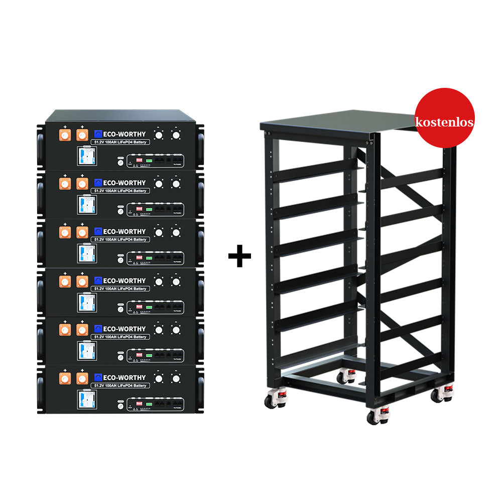 ECO-WORTHY 48V (51,2V) 100Ah Server-Rack-Batterie | IEC 62619-Zertifizierung | Bluetooth und WLAN
