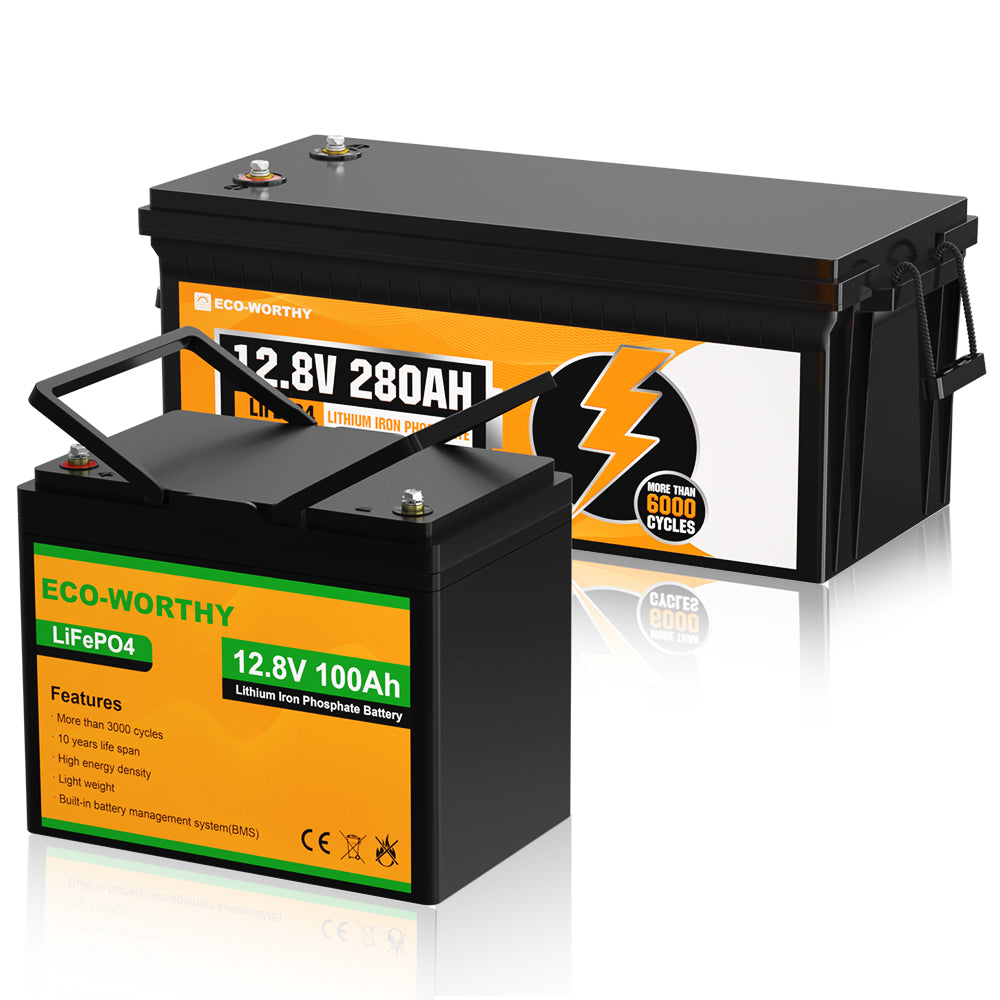 EcoWatt 100Ah 12V LiFePO4 Lithium Batterie mit integriertem BMS, Batterien, Einzelteile & Zubehör