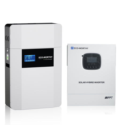 Eco-Worthy 48V 100Ah Wand-Innenbatterie mit 48V 3000W All-in-One-Wechselrichter – Backup-Kit für Zuhause