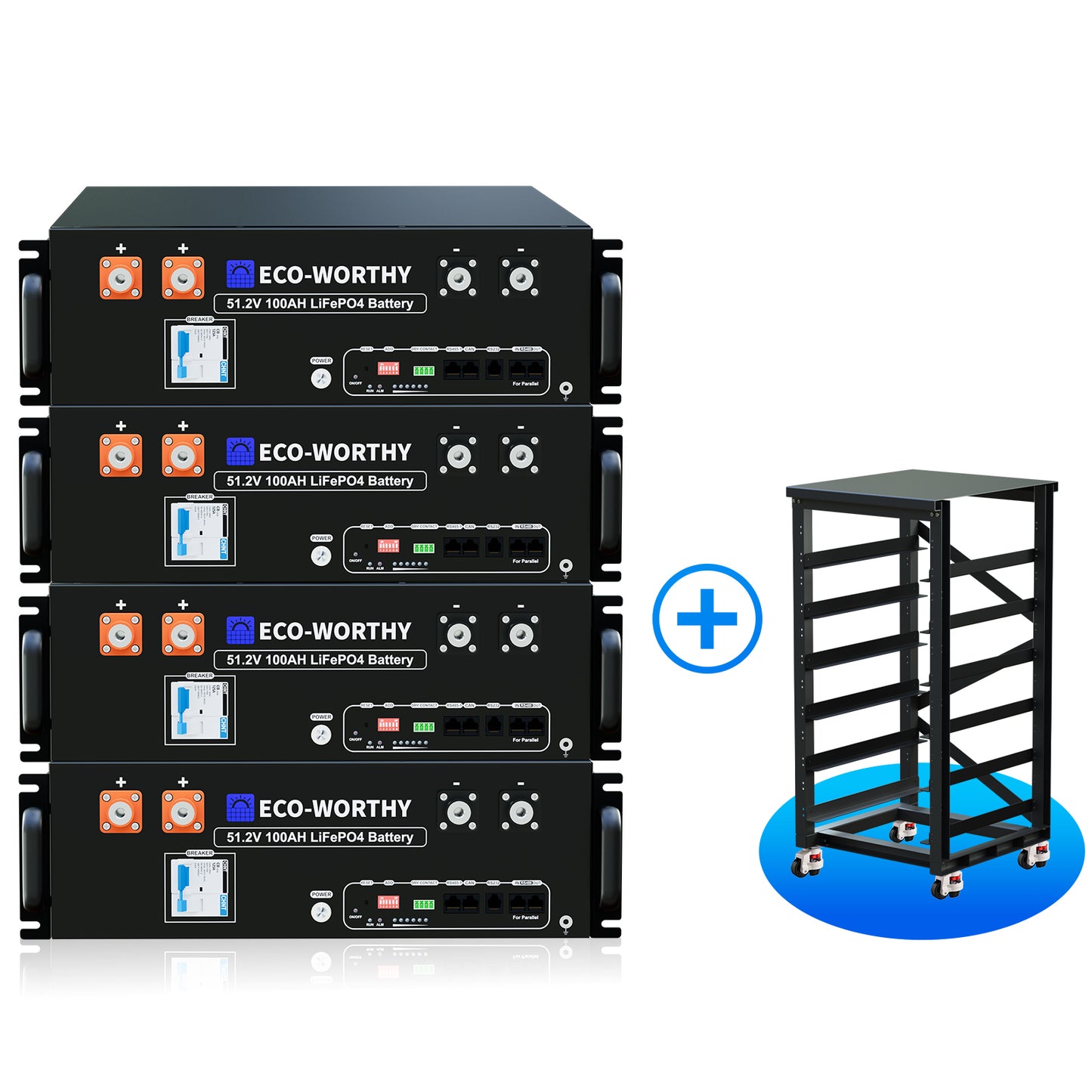 ECO-WORTHY 48V (51,2V) 100Ah Server-Rack-Batterie mit Bluetooth und WLAN | Version 3