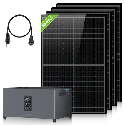 ECO-WORTHY Balkonkraftwerk mit Speicher | Marstek Jupiter C+ Energiespeicher, 4 x 430W Solarmodule, 4 MPPTs (PV max. 2400 W) | Plug-&-Play